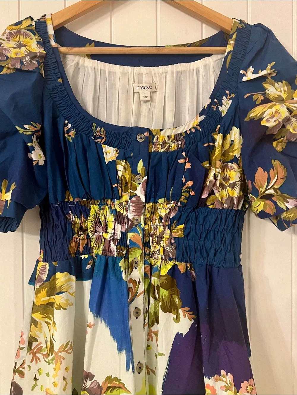 Maeve Maxi Dress in Blue, Yellow and White Floral Print - Picture 2 of 8